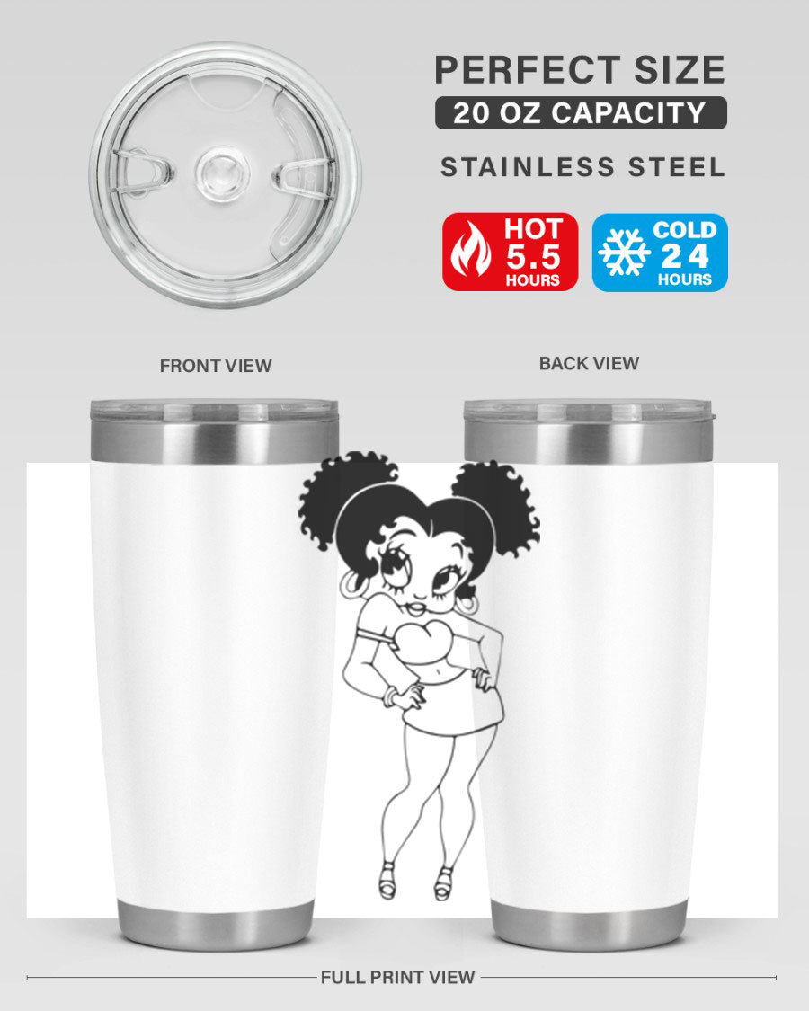 Black Women - Queen 20oz and 30oz Tumblers showcasing double wall vacuum stainless steel design with vibrant print.