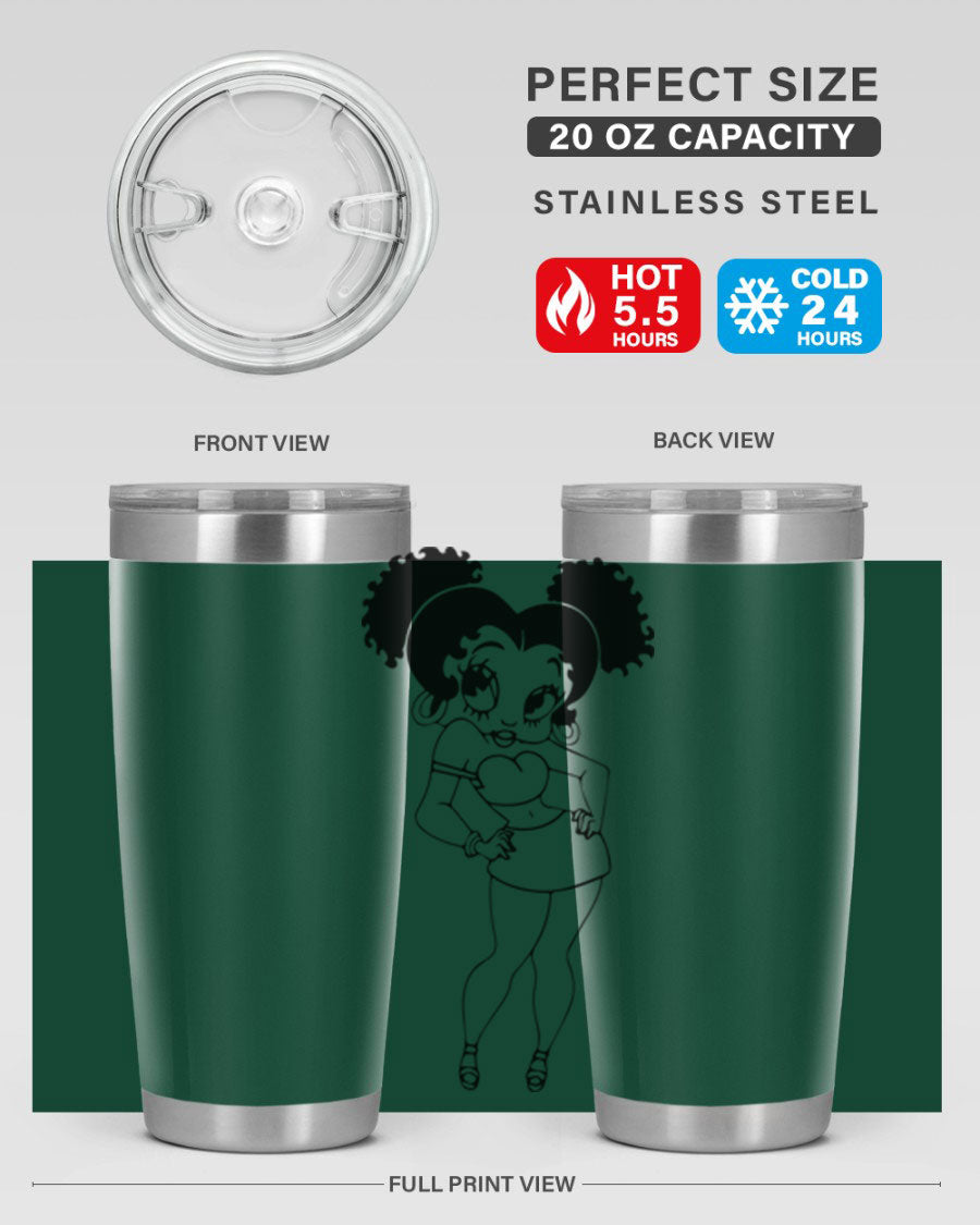 Black Women - Queen 20oz and 30oz Tumblers showcasing double wall vacuum stainless steel design with vibrant print.