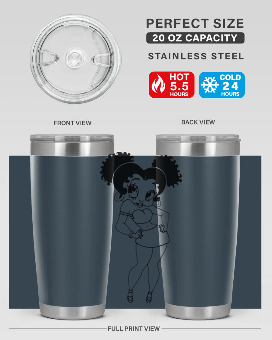 Black Women - Queen 20oz and 30oz Tumblers showcasing double wall vacuum stainless steel design with vibrant print.