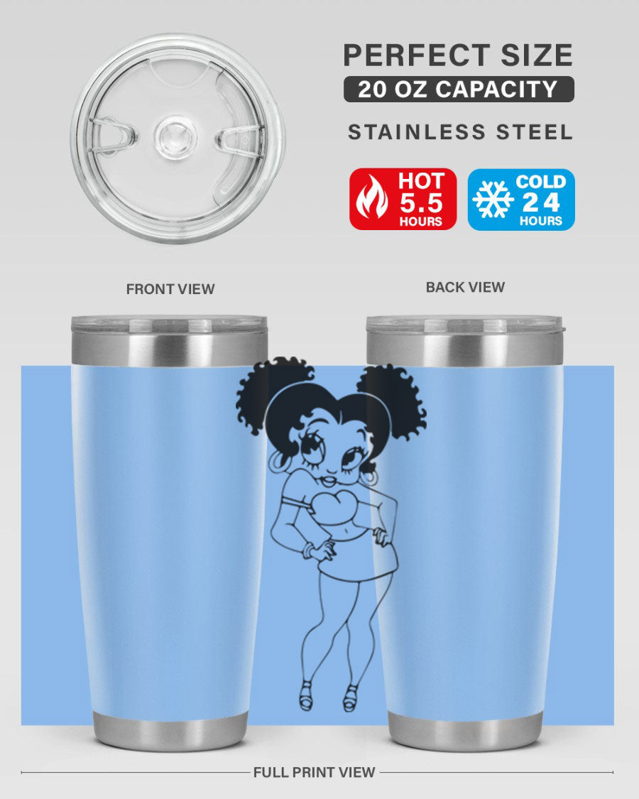 Black Women - Queen 20oz and 30oz Tumblers showcasing double wall vacuum stainless steel design with vibrant print.