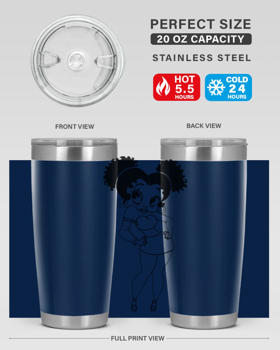 Black Women - Queen 20oz and 30oz Tumblers showcasing double wall vacuum stainless steel design with vibrant print.