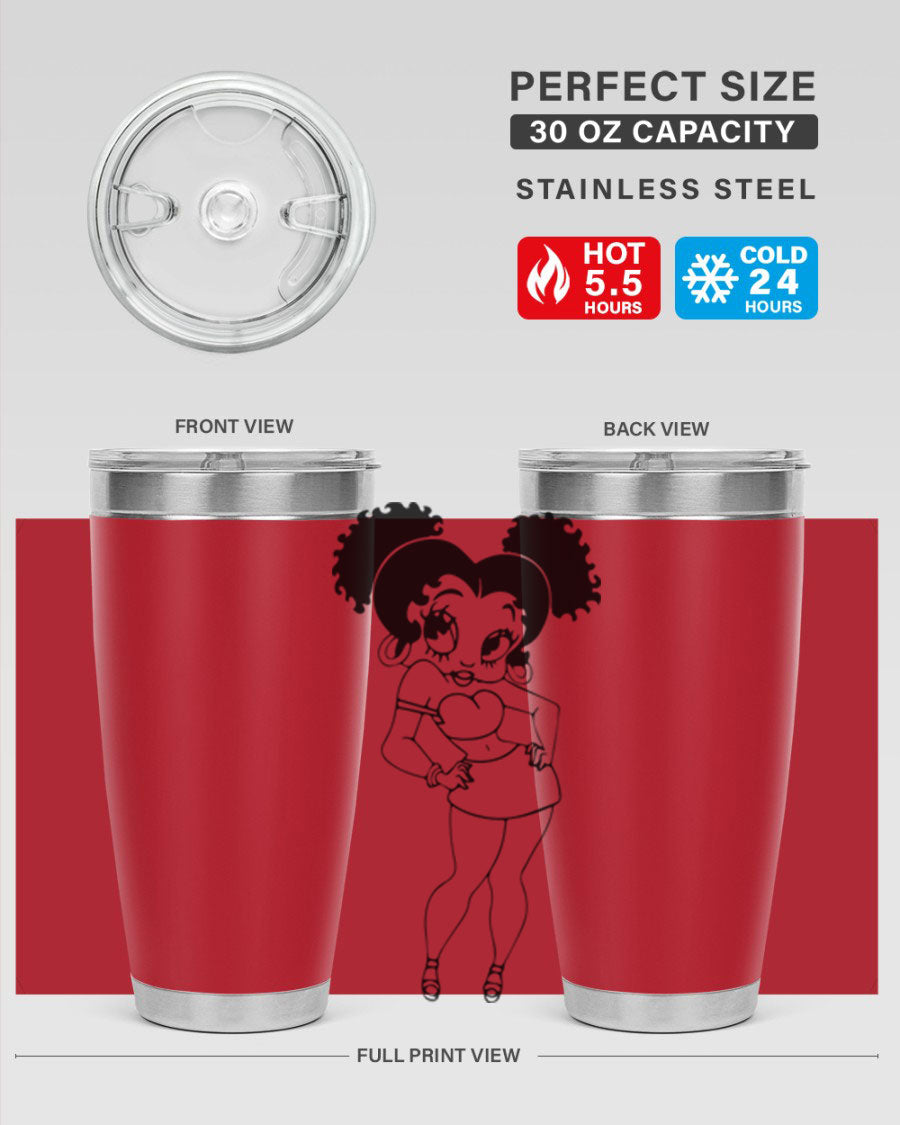 Black Women - Queen 20oz and 30oz Tumblers showcasing double wall vacuum stainless steel design with vibrant print.