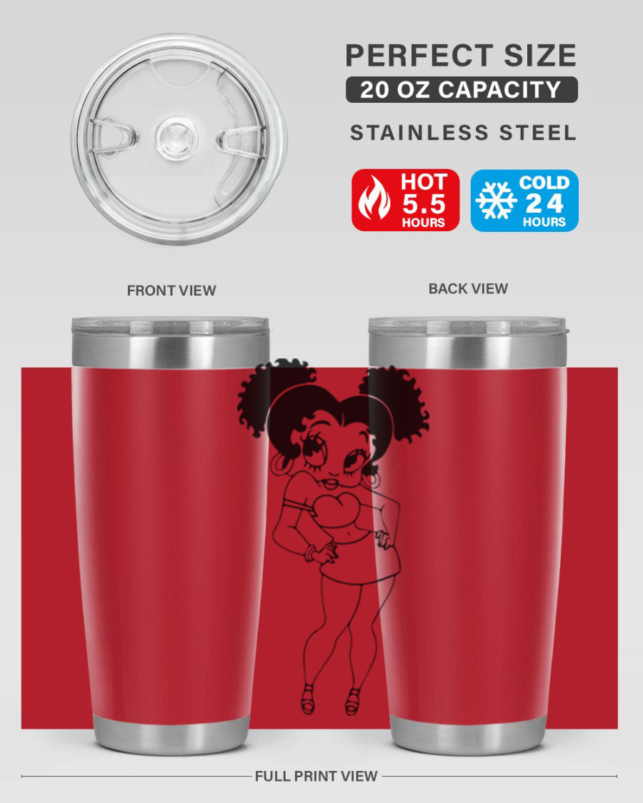 Black Women - Queen 20oz and 30oz Tumblers showcasing double wall vacuum stainless steel design with vibrant print.