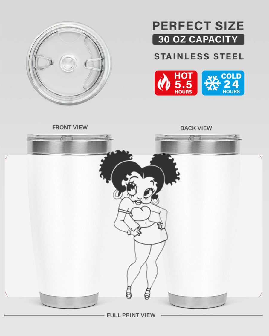 Black Women - Queen 20oz and 30oz Tumblers showcasing double wall vacuum stainless steel design with vibrant print.