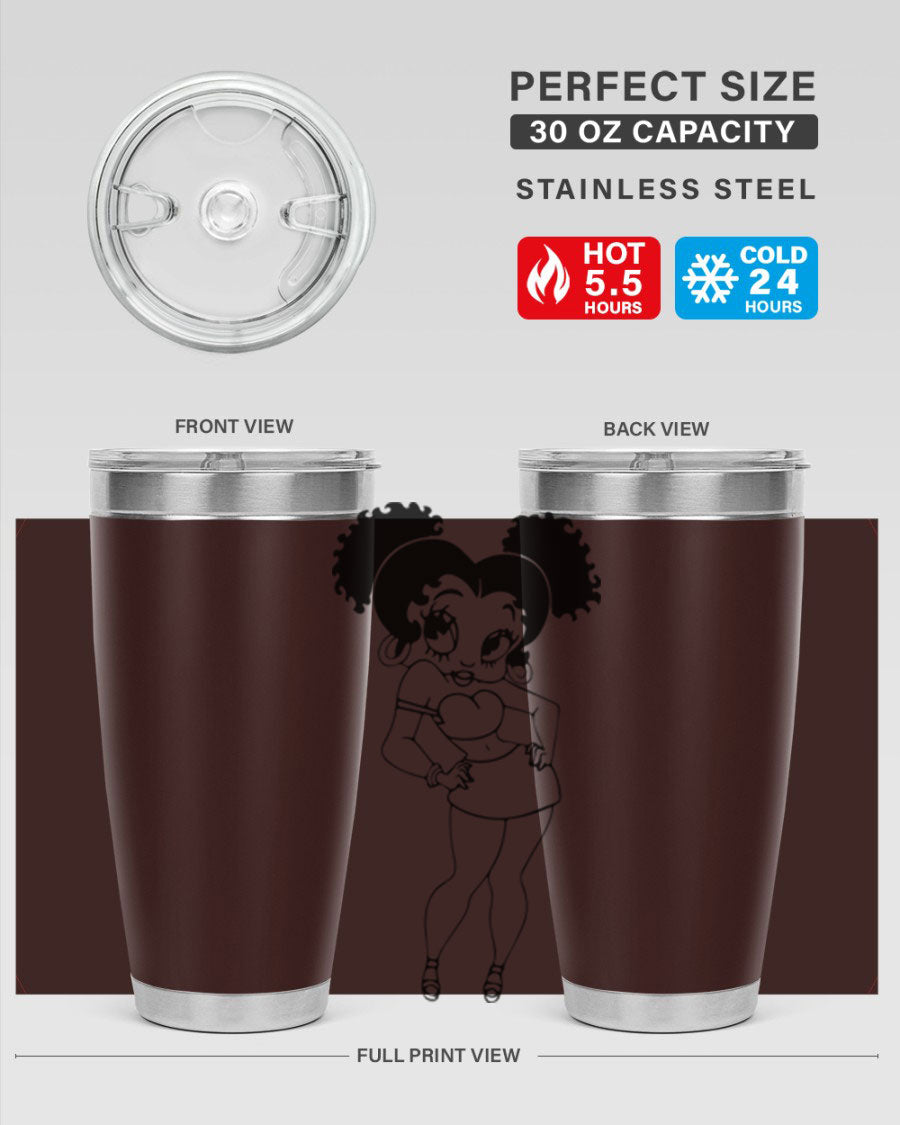 Black Women - Queen 20oz and 30oz Tumblers showcasing double wall vacuum stainless steel design with vibrant print.