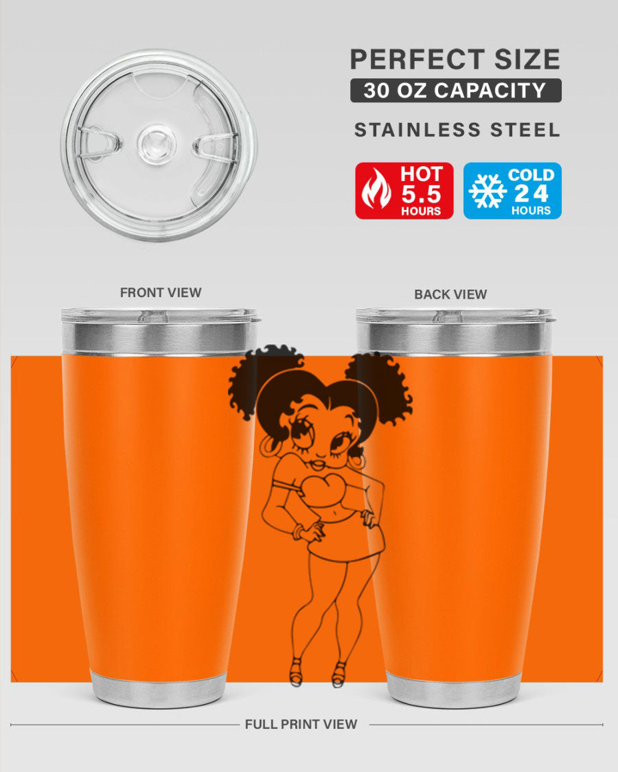 Black Women - Queen 20oz and 30oz Tumblers showcasing double wall vacuum stainless steel design with vibrant print.