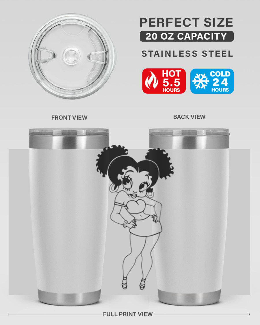 Black Women - Queen 20oz and 30oz Tumblers showcasing double wall vacuum stainless steel design with vibrant print.