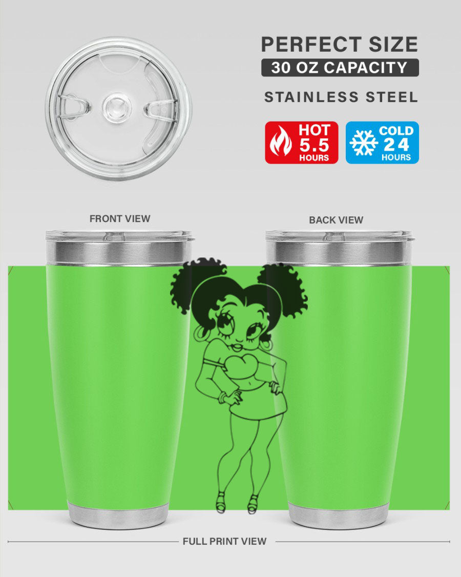 Black Women - Queen 20oz and 30oz Tumblers showcasing double wall vacuum stainless steel design with vibrant print.