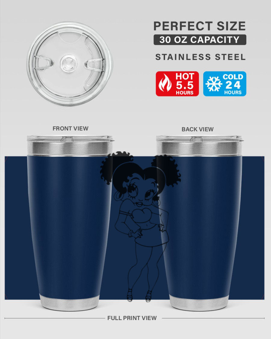 Black Women - Queen 20oz and 30oz Tumblers showcasing double wall vacuum stainless steel design with vibrant print.