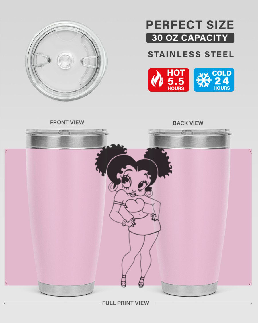 Black Women - Queen 20oz and 30oz Tumblers showcasing double wall vacuum stainless steel design with vibrant print.