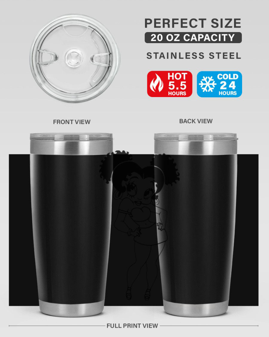 Black Women - Queen 20oz and 30oz Tumblers showcasing double wall vacuum stainless steel design with vibrant print.