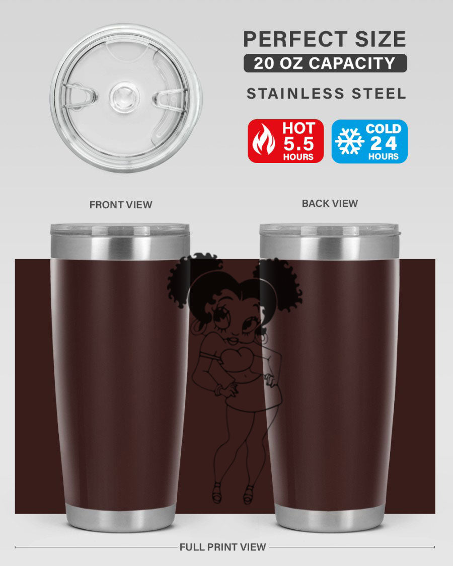 Black Women - Queen 20oz and 30oz Tumblers showcasing double wall vacuum stainless steel design with vibrant print.