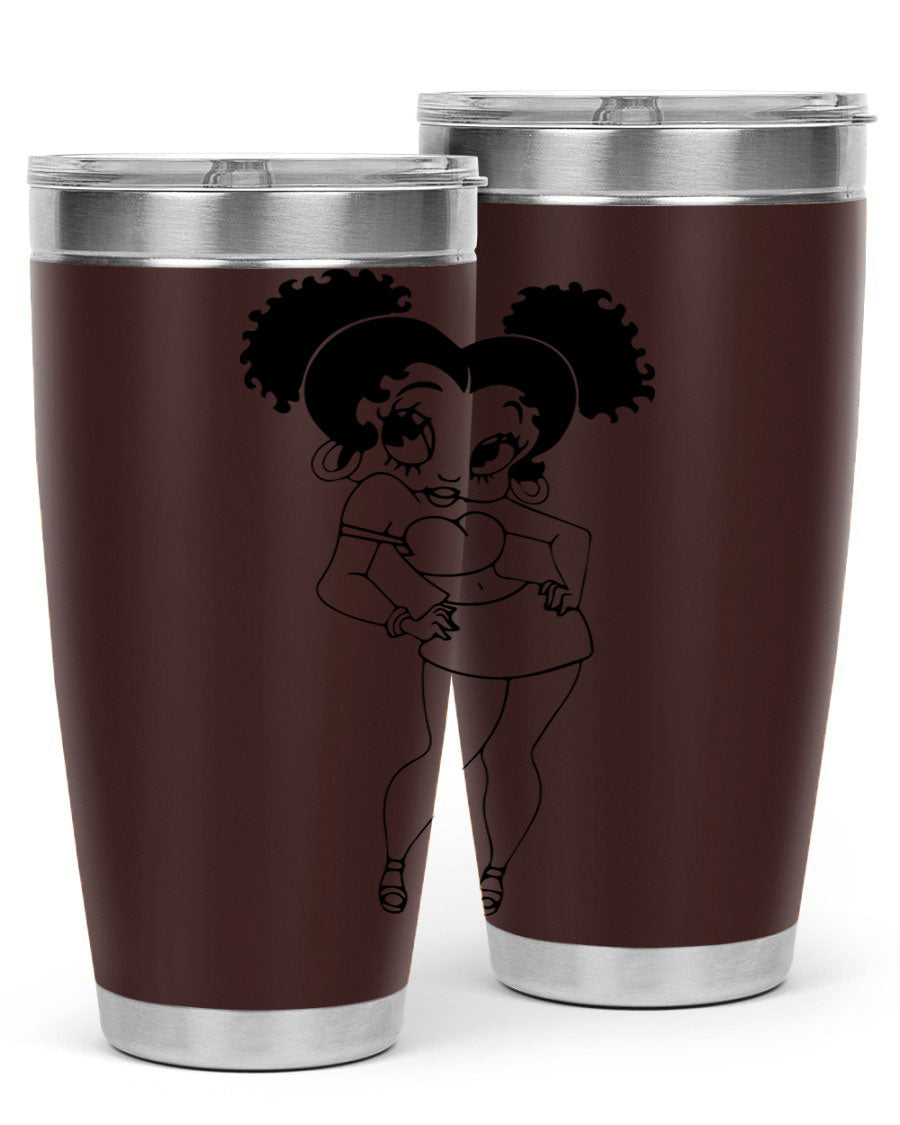 Black Women - Queen 20oz and 30oz Tumblers showcasing double wall vacuum stainless steel design with vibrant print.