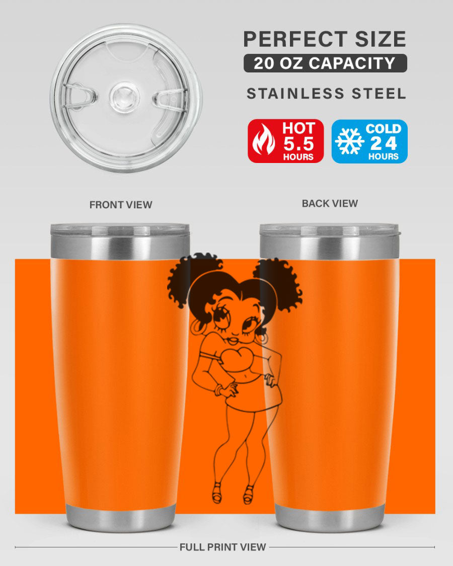 Black Women - Queen 20oz and 30oz Tumblers showcasing double wall vacuum stainless steel design with vibrant print.