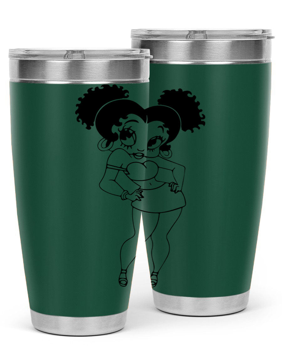 Black Women - Queen 20oz and 30oz Tumblers showcasing double wall vacuum stainless steel design with vibrant print.