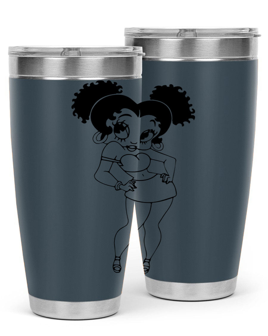 Black Women - Queen 20oz and 30oz Tumblers showcasing double wall vacuum stainless steel design with vibrant print.