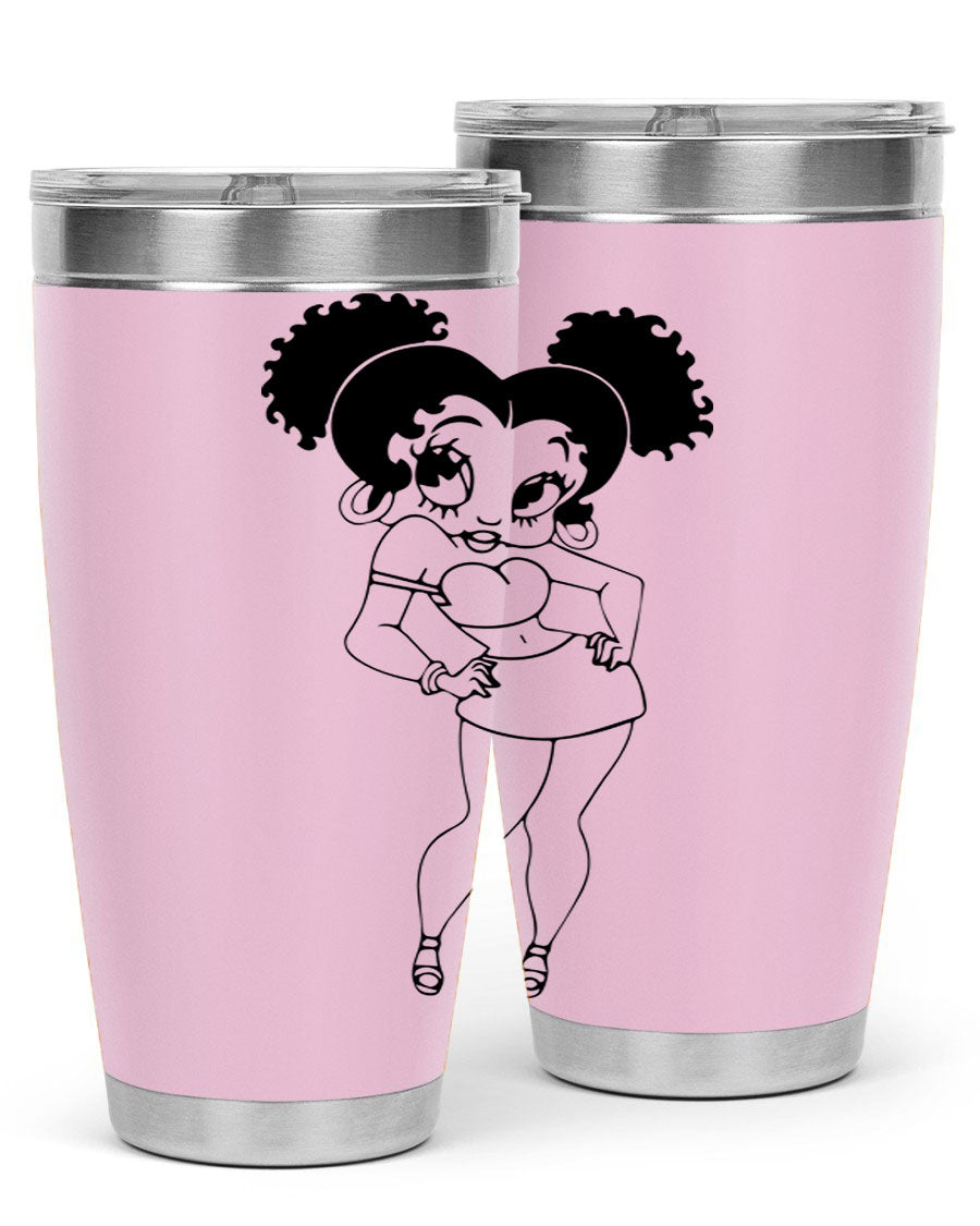 Black Women - Queen 20oz and 30oz Tumblers showcasing double wall vacuum stainless steel design with vibrant print.