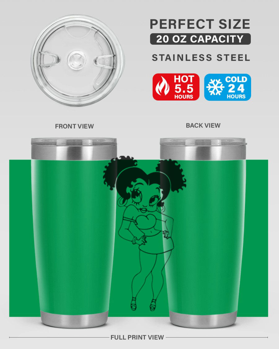 Black Women - Queen 20oz and 30oz Tumblers showcasing double wall vacuum stainless steel design with vibrant print.