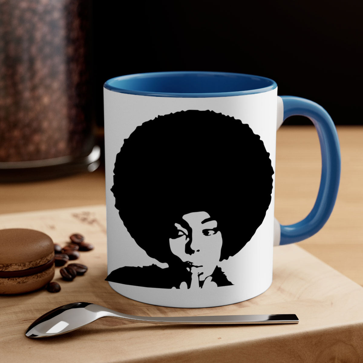 Black Women - Queen Mug featuring a glossy finish, colored handle, and interior, available in multiple colors and sizes.