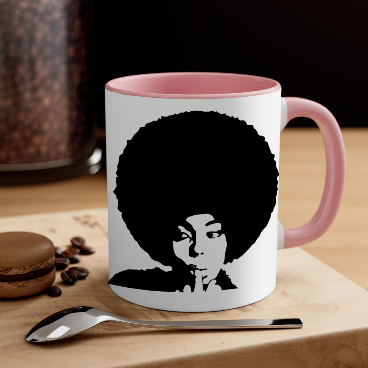 Black Women - Queen Mug featuring a glossy finish, colored handle, and interior, available in multiple colors and sizes.