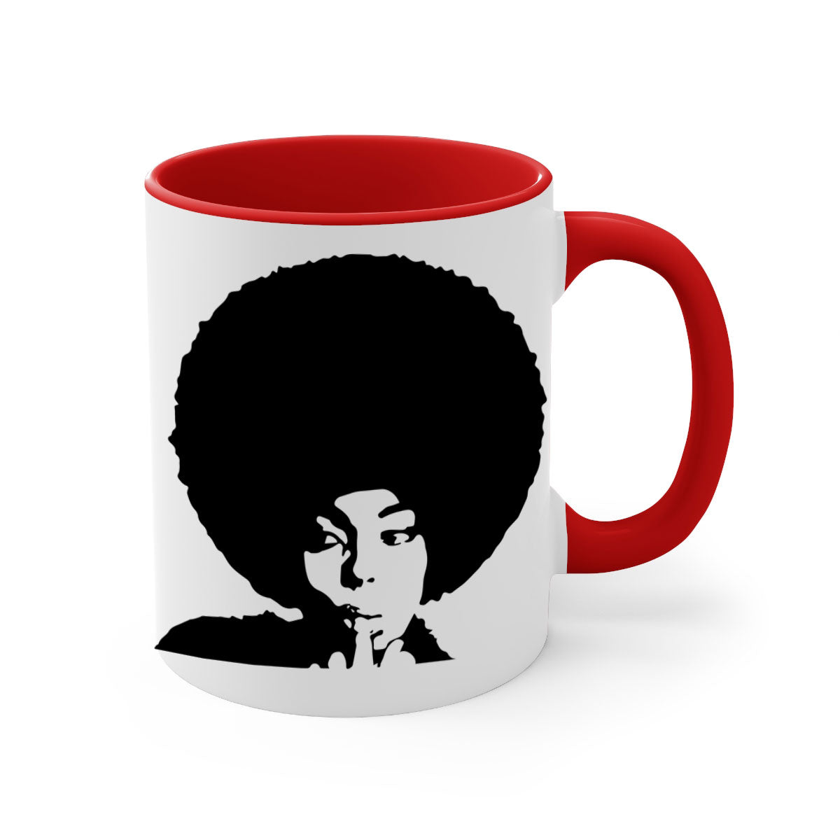 Black Women - Queen Mug featuring a glossy finish, colored handle, and interior, available in multiple colors and sizes.