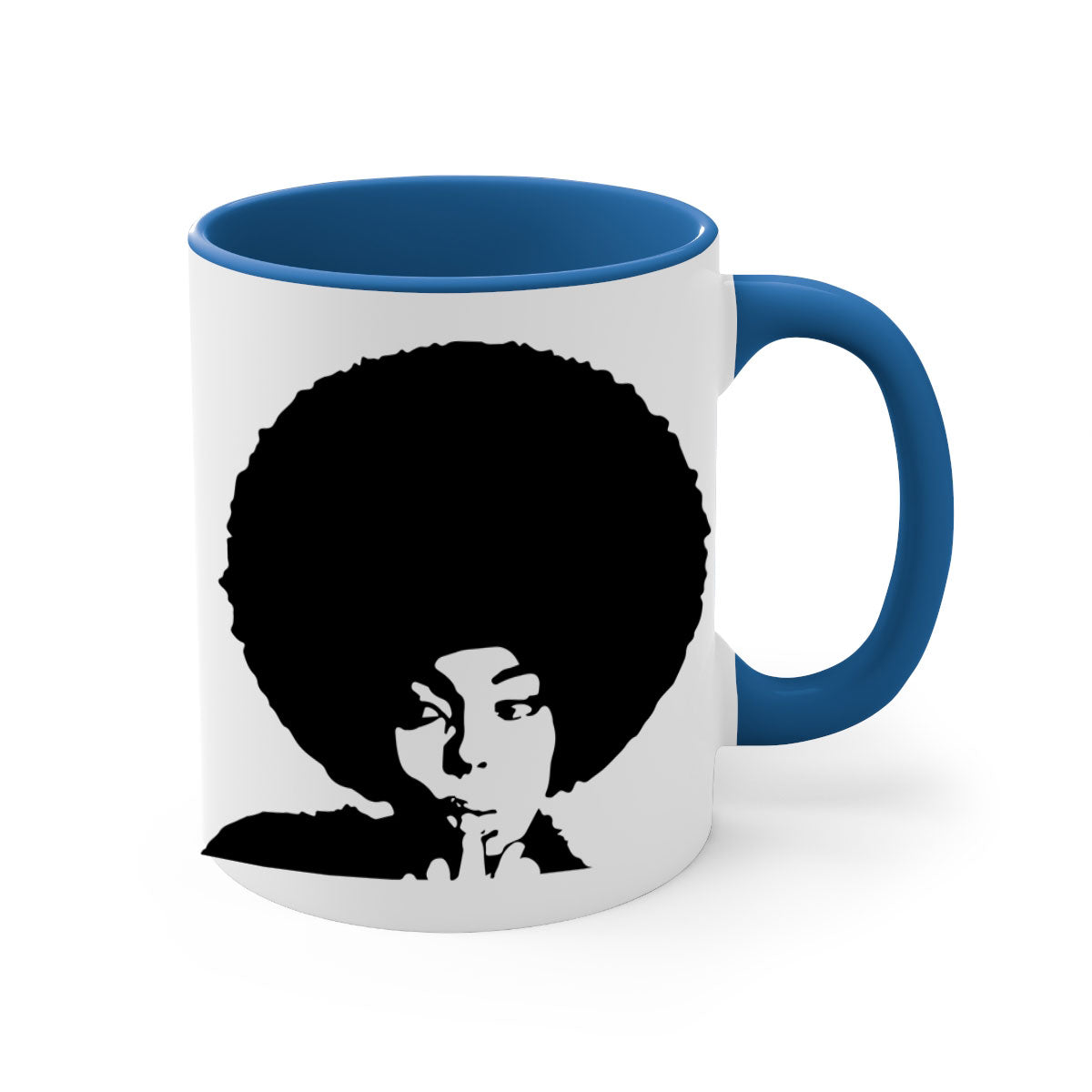 Black Women - Queen Mug featuring a glossy finish, colored handle, and interior, available in multiple colors and sizes.