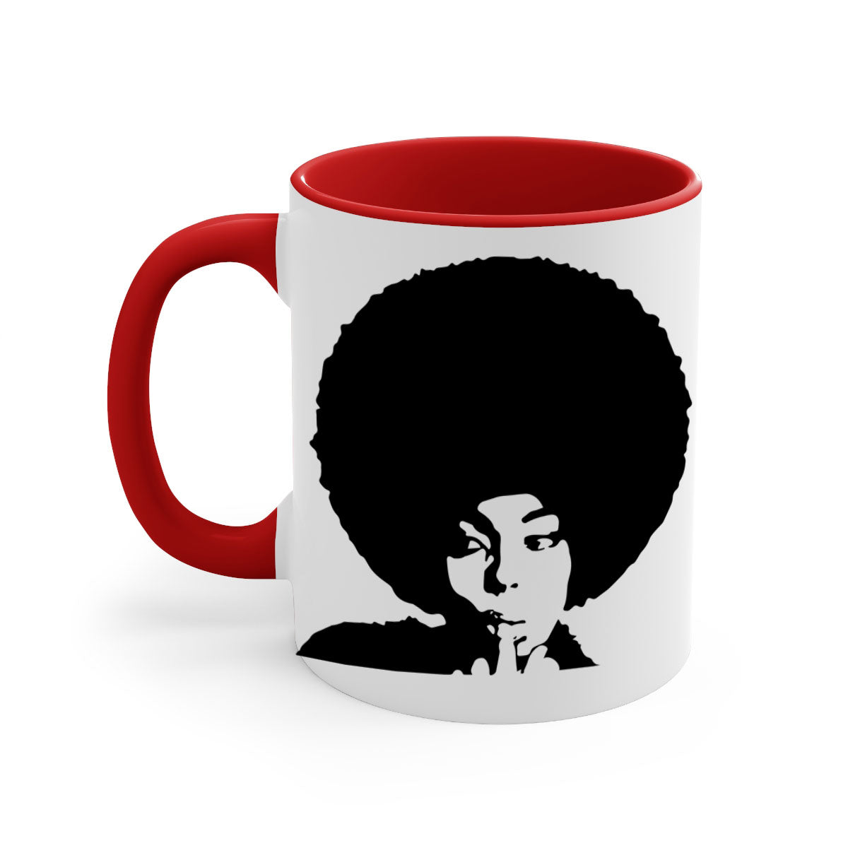 Black Women - Queen Mug featuring a glossy finish, colored handle, and interior, available in multiple colors and sizes.