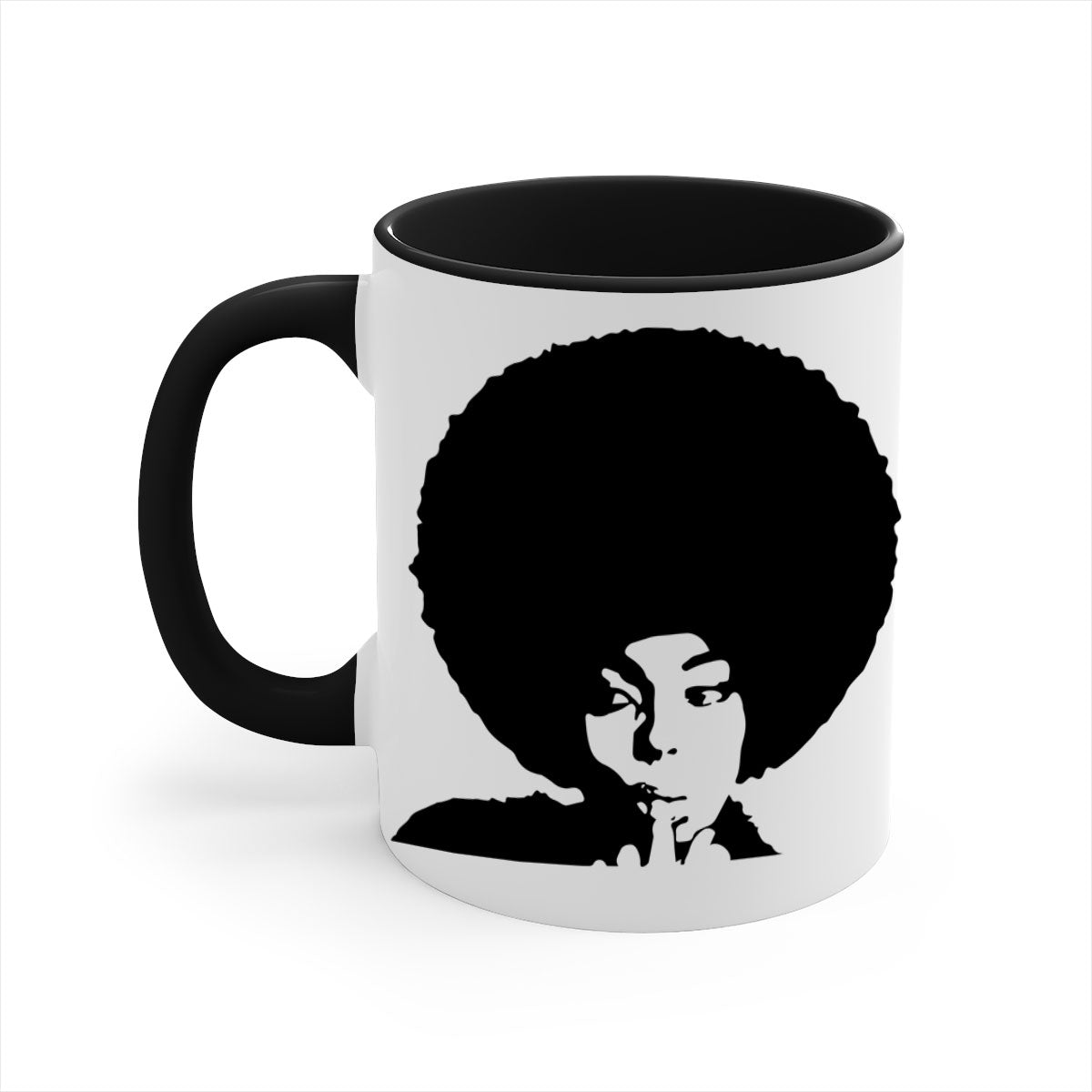 Black Women - Queen Mug featuring a glossy finish, colored handle, and interior, available in multiple colors and sizes.