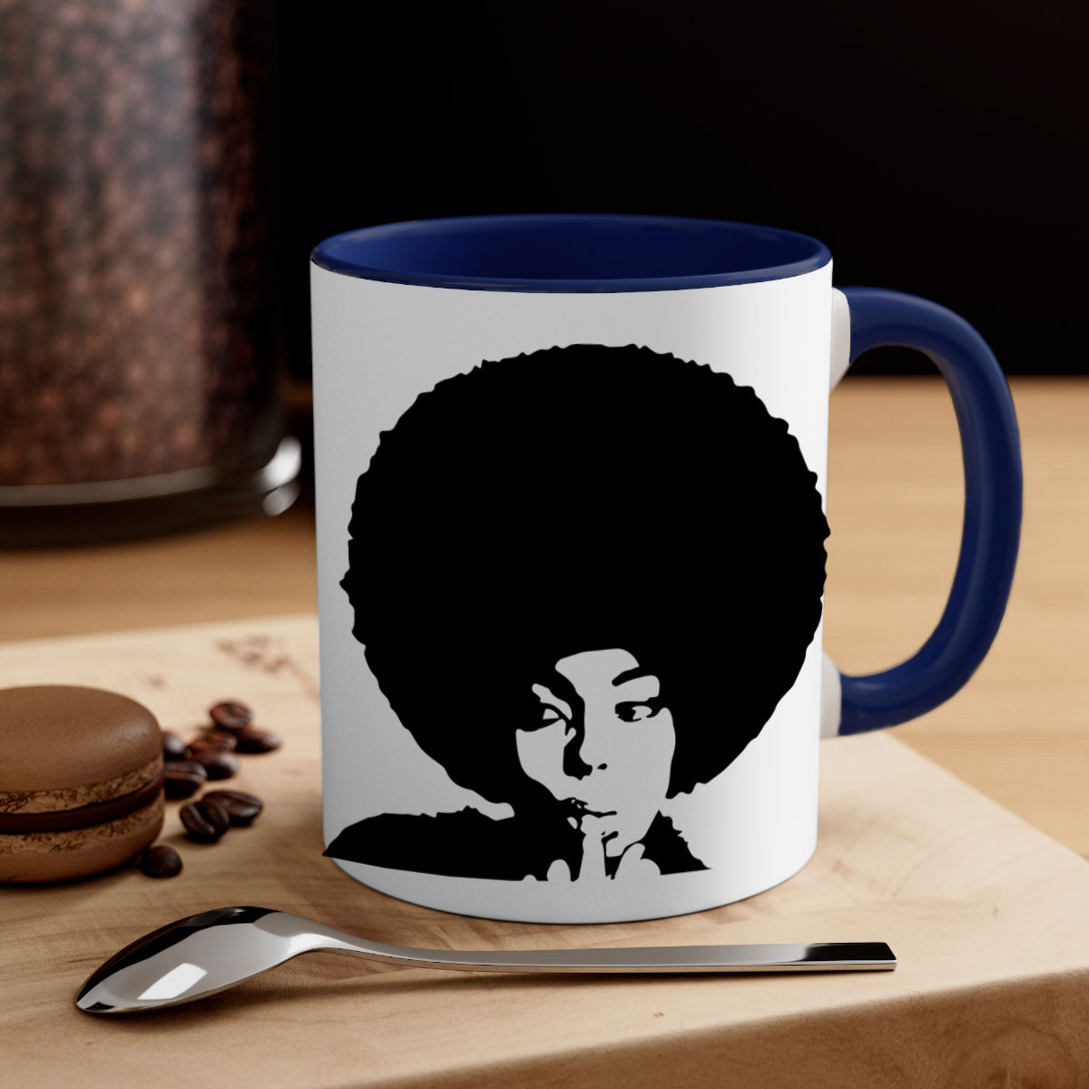 Black Women - Queen Mug featuring a glossy finish, colored handle, and interior, available in multiple colors and sizes.