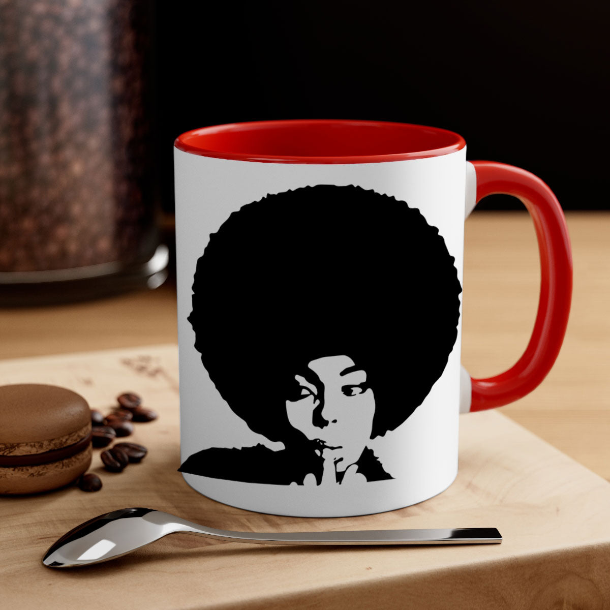 Black Women - Queen Mug featuring a glossy finish, colored handle, and interior, available in multiple colors and sizes.