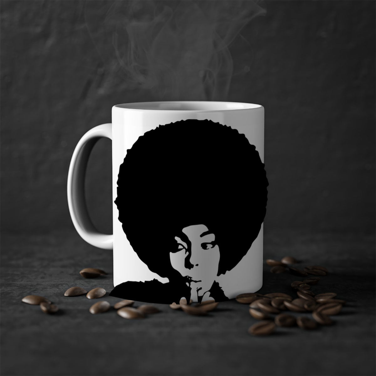 Black Women - Queen Mug featuring a glossy finish, colored handle, and interior, available in multiple colors and sizes.