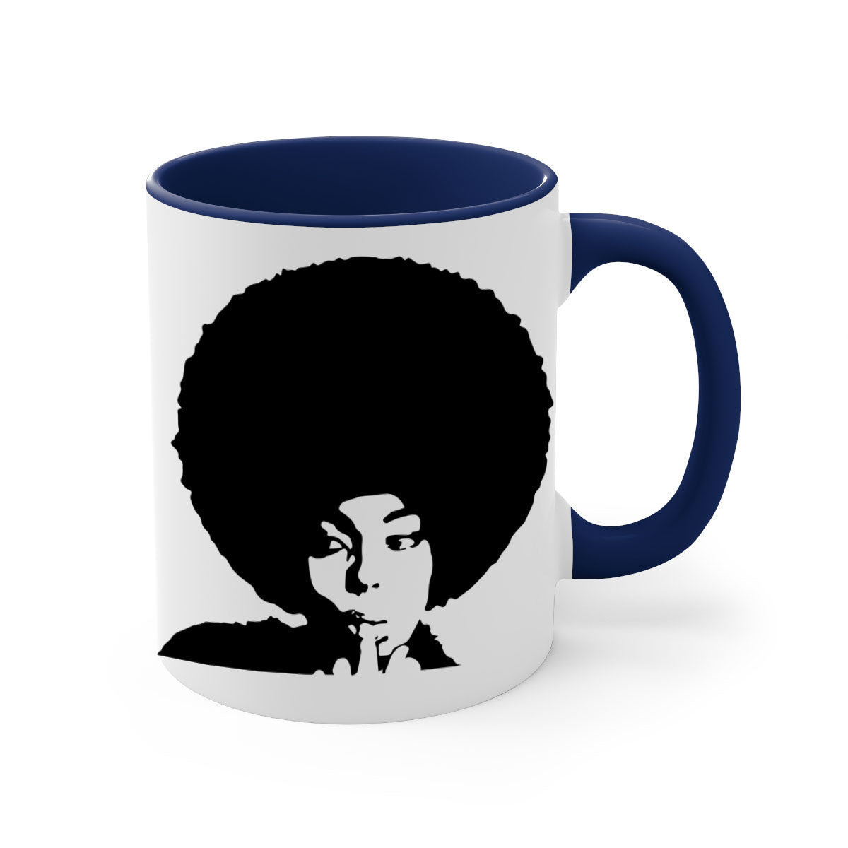 Black Women - Queen Mug featuring a glossy finish, colored handle, and interior, available in multiple colors and sizes.