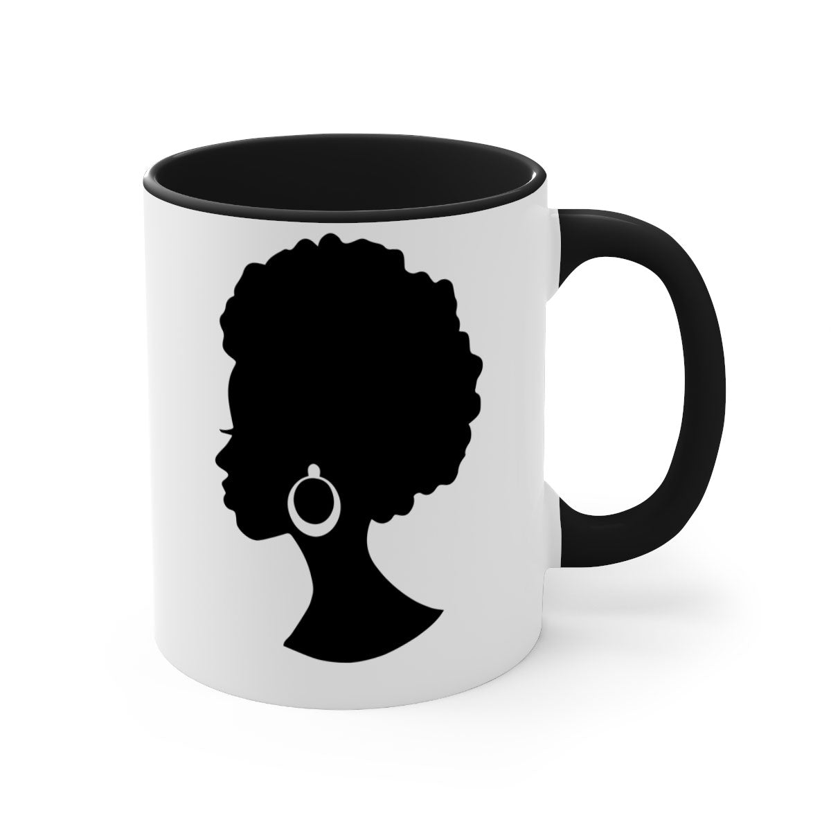 Black Women - Queen 37# Mug featuring a glossy finish, colored handle, and interior, available in multiple colors and sizes.