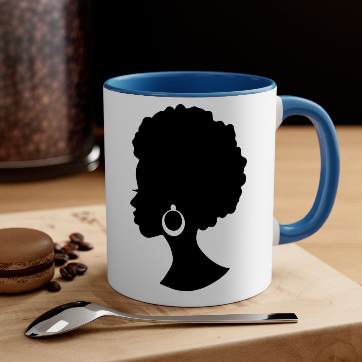 Black Women - Queen 37# Mug featuring a glossy finish, colored handle, and interior, available in multiple colors and sizes.