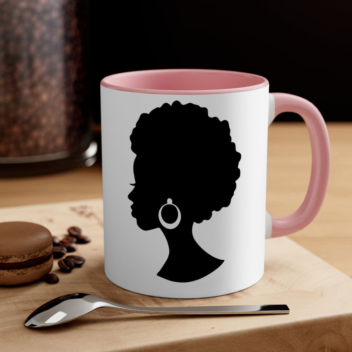 Black Women - Queen 37# Mug featuring a glossy finish, colored handle, and interior, available in multiple colors and sizes.