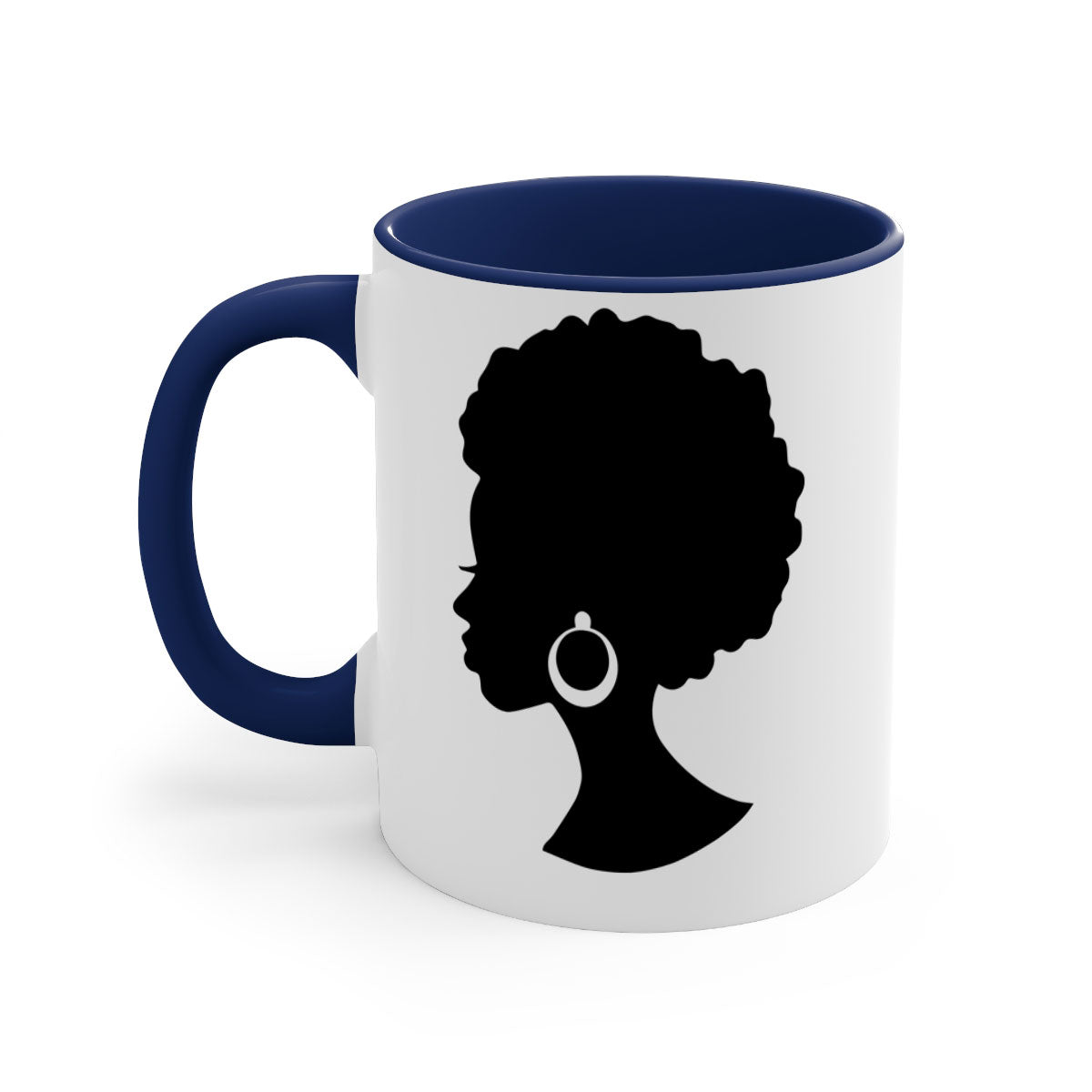 Black Women - Queen 37# Mug featuring a glossy finish, colored handle, and interior, available in multiple colors and sizes.