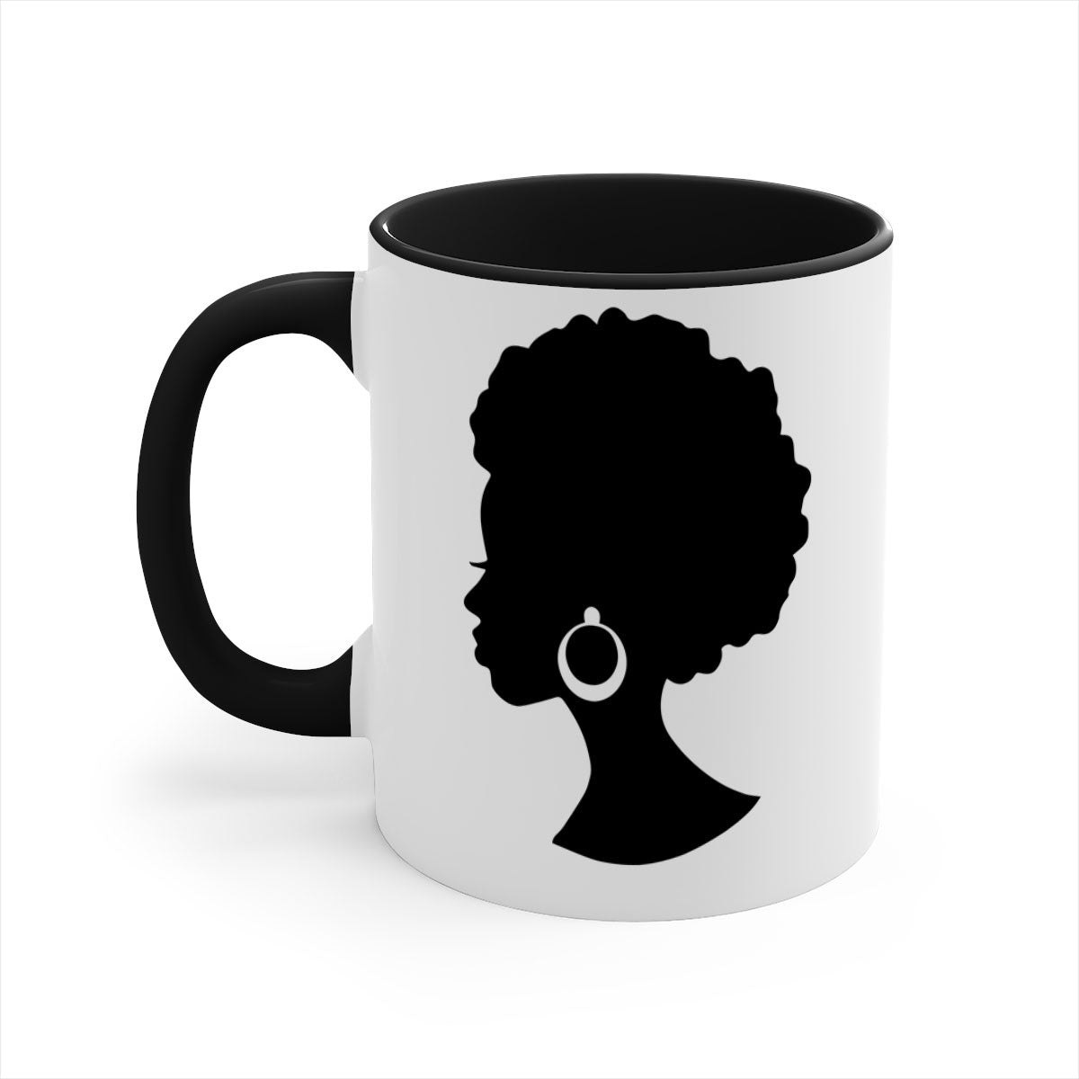 Black Women - Queen 37# Mug featuring a glossy finish, colored handle, and interior, available in multiple colors and sizes.