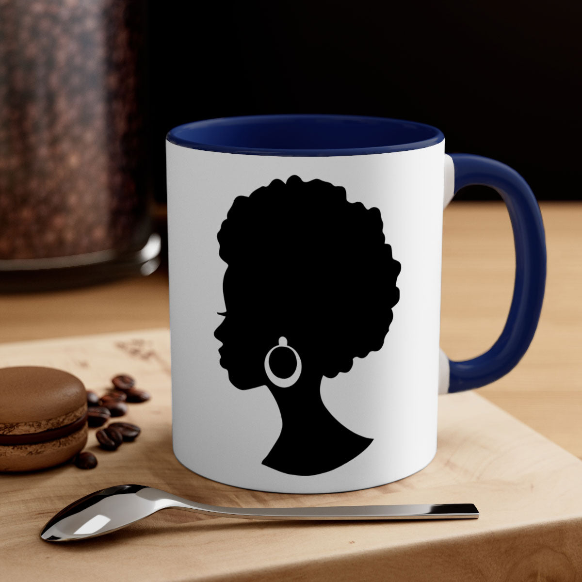 Black Women - Queen 37# Mug featuring a glossy finish, colored handle, and interior, available in multiple colors and sizes.