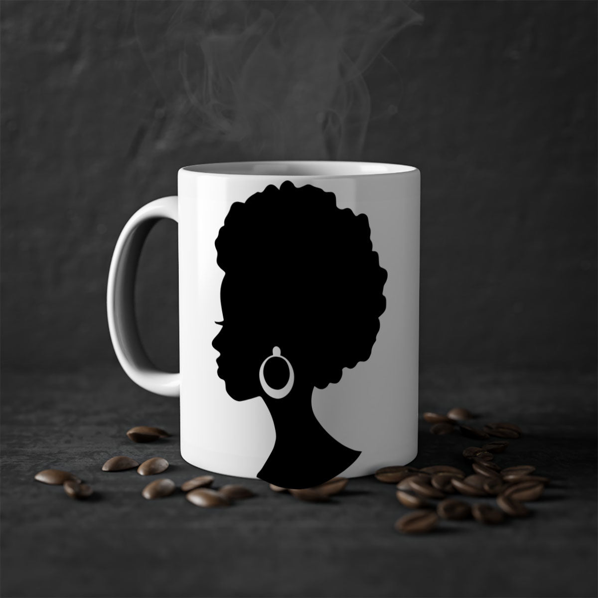 Black Women - Queen 37# Mug featuring a glossy finish, colored handle, and interior, available in multiple colors and sizes.