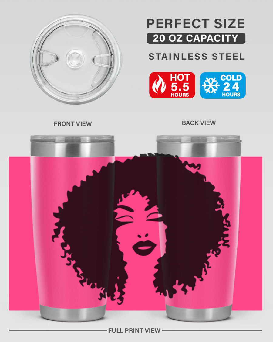 Black women - queen 38# tumbler showcasing a stylish design with double wall vacuum stainless steel and a vibrant print celebrating black culture.