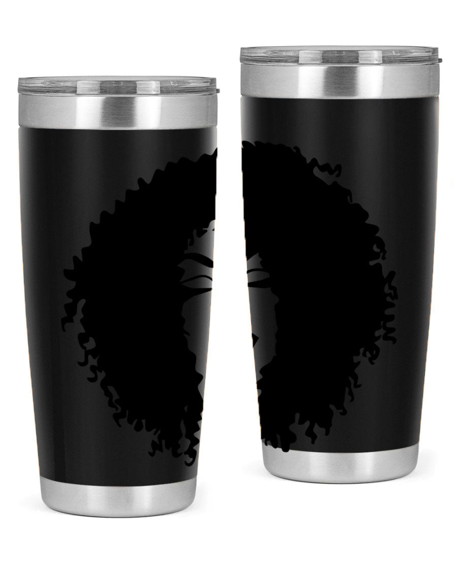 Black women - queen 38# tumbler showcasing a stylish design with double wall vacuum stainless steel and a vibrant print celebrating black culture.