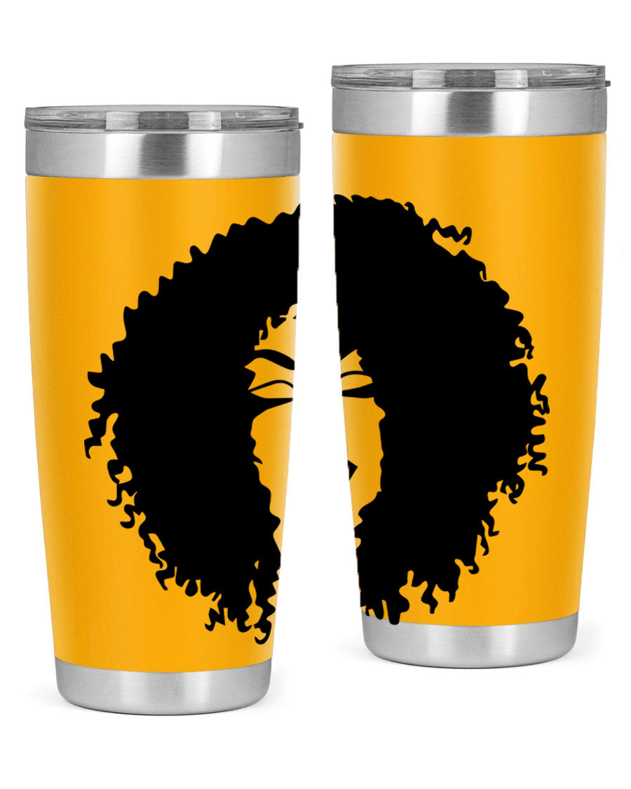 Black women - queen 38# tumbler showcasing a stylish design with double wall vacuum stainless steel and a vibrant print celebrating black culture.