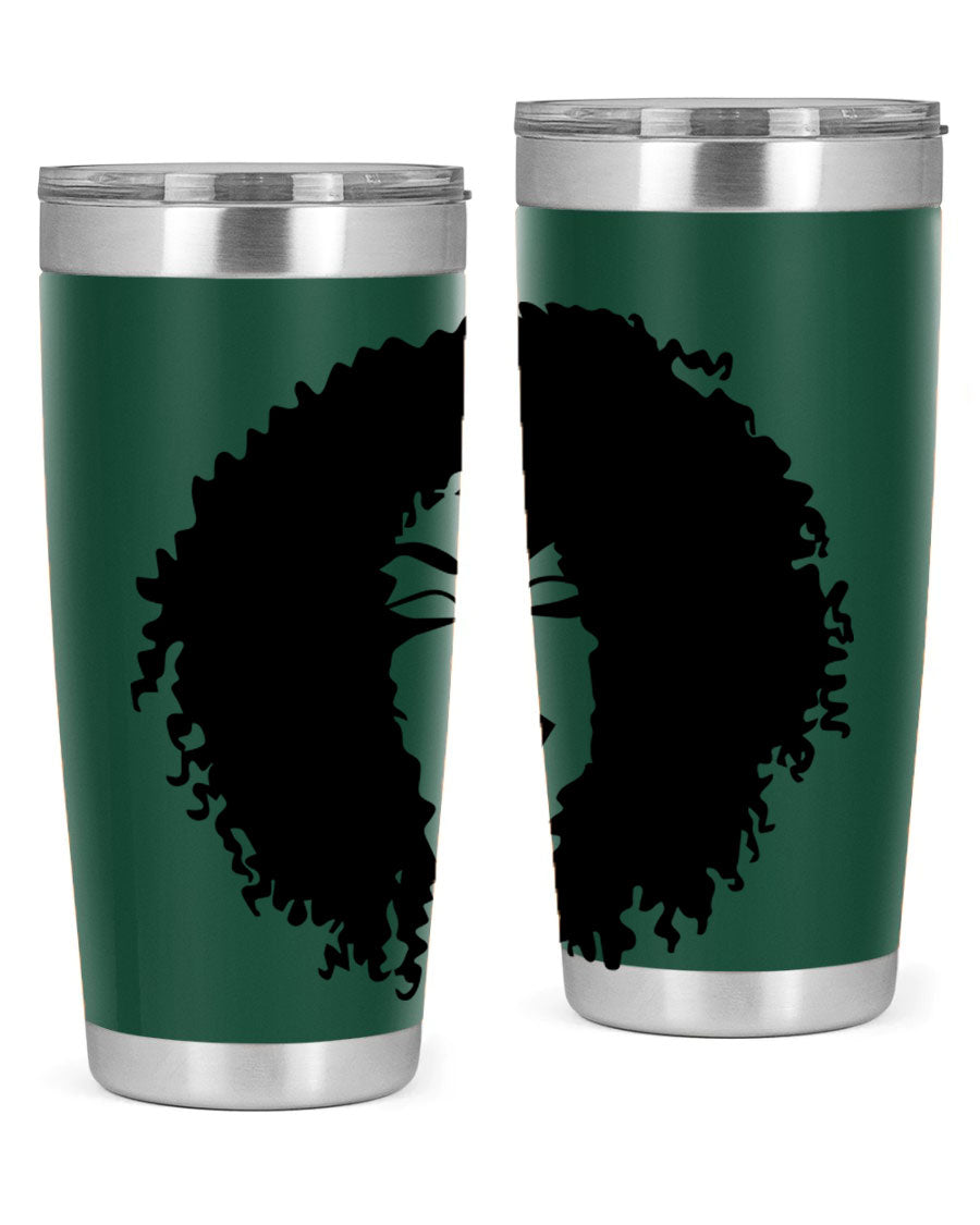 Black women - queen 38# tumbler showcasing a stylish design with double wall vacuum stainless steel and a vibrant print celebrating black culture.