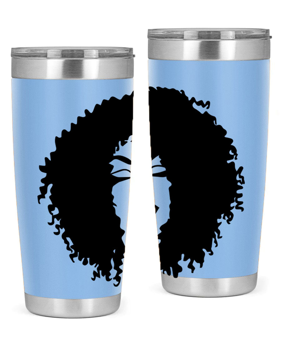 Black women - queen 38# tumbler showcasing a stylish design with double wall vacuum stainless steel and a vibrant print celebrating black culture.