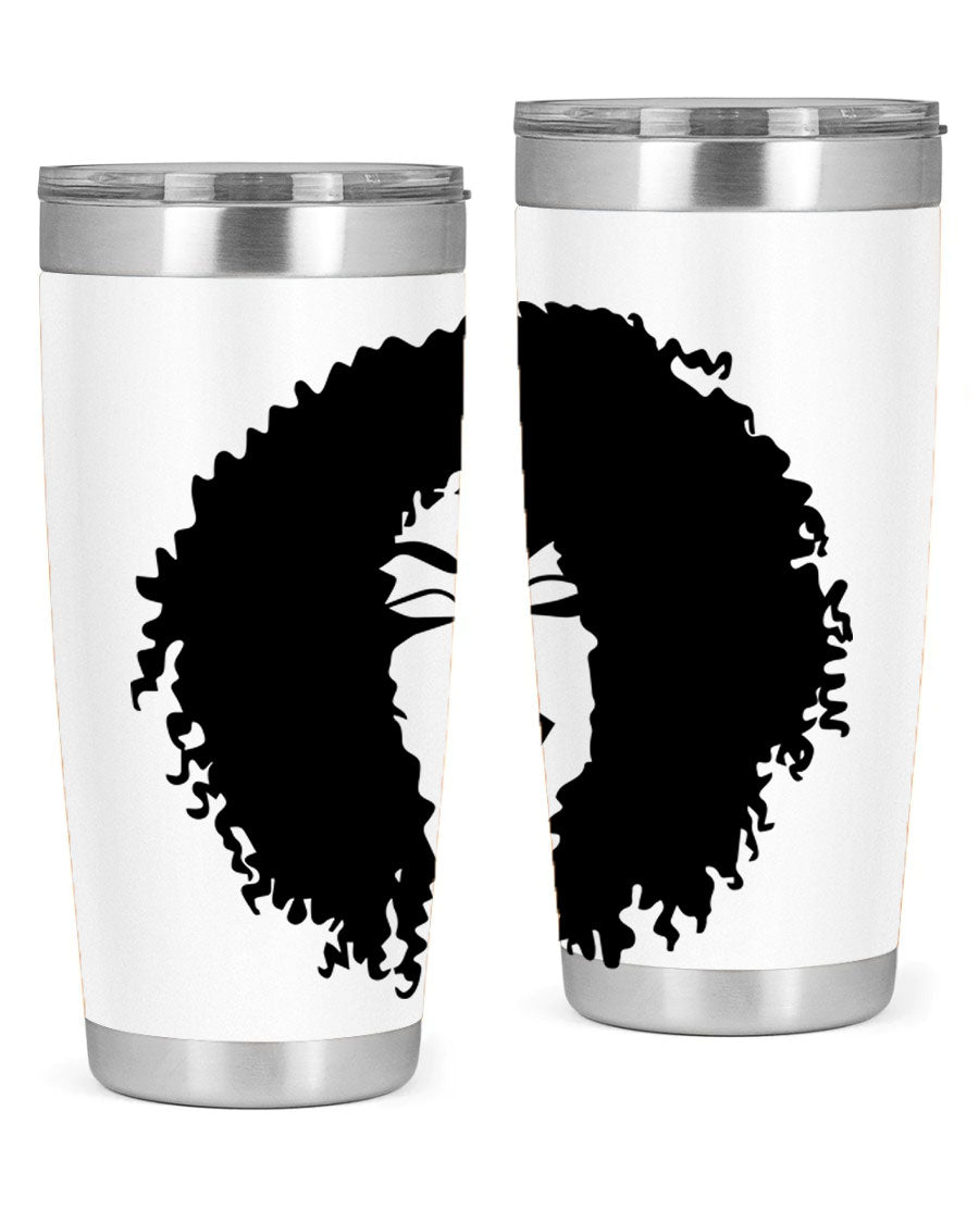 Black women - queen 38# tumbler showcasing a stylish design with double wall vacuum stainless steel and a vibrant print celebrating black culture.