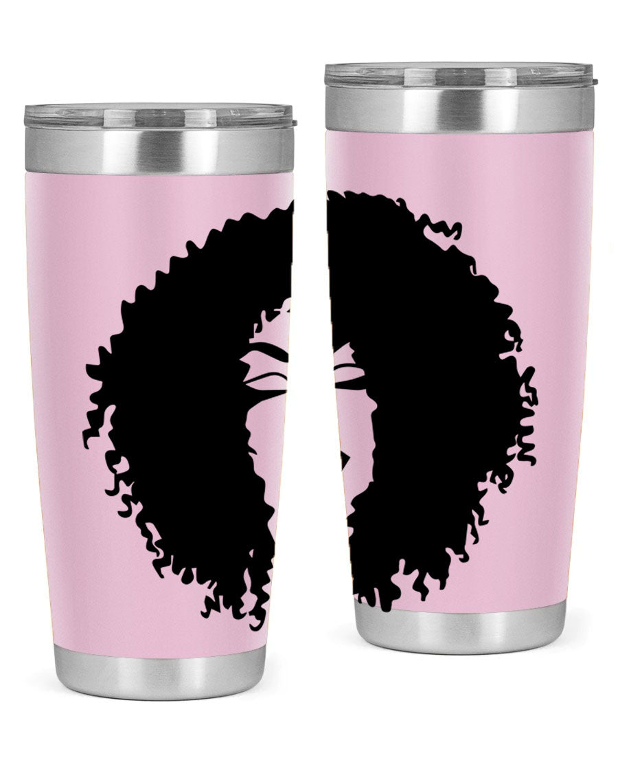 Black women - queen 38# tumbler showcasing a stylish design with double wall vacuum stainless steel and a vibrant print celebrating black culture.