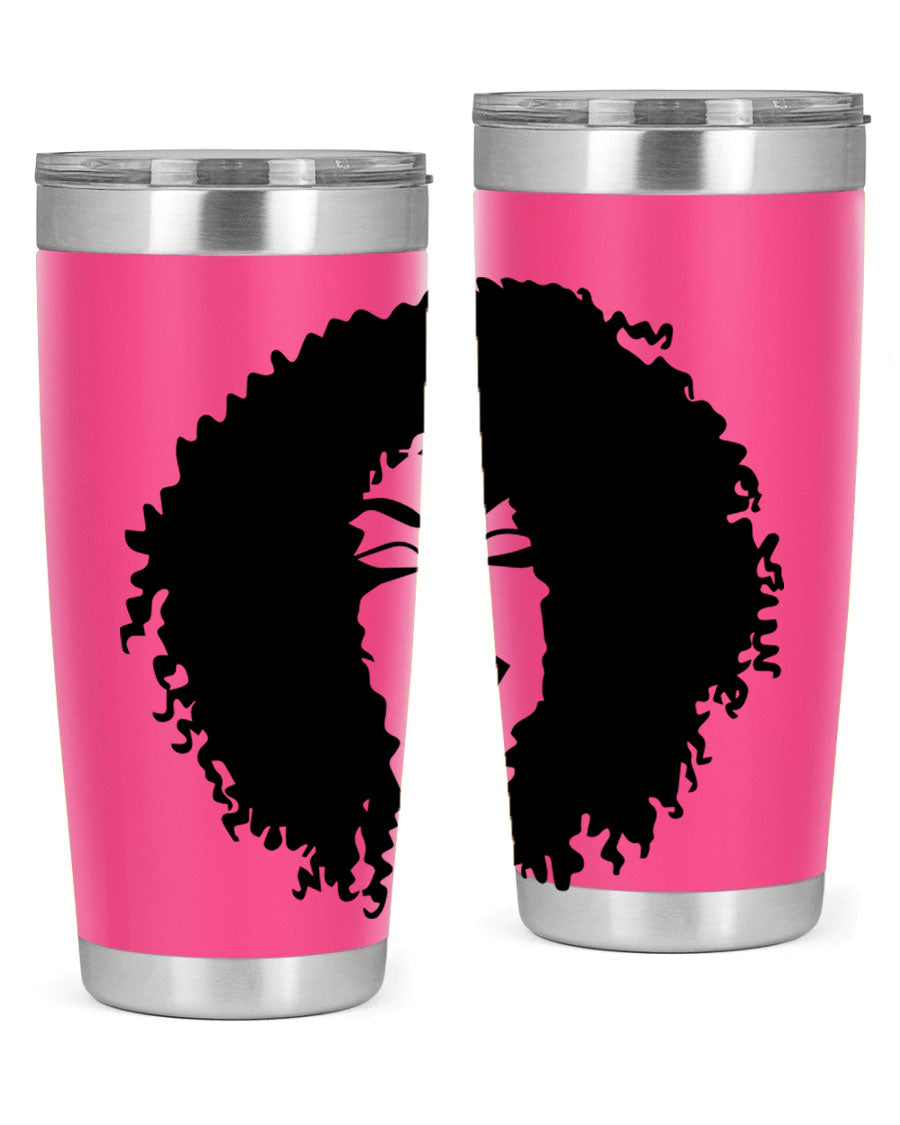 Black women - queen 38# tumbler showcasing a stylish design with double wall vacuum stainless steel and a vibrant print celebrating black culture.