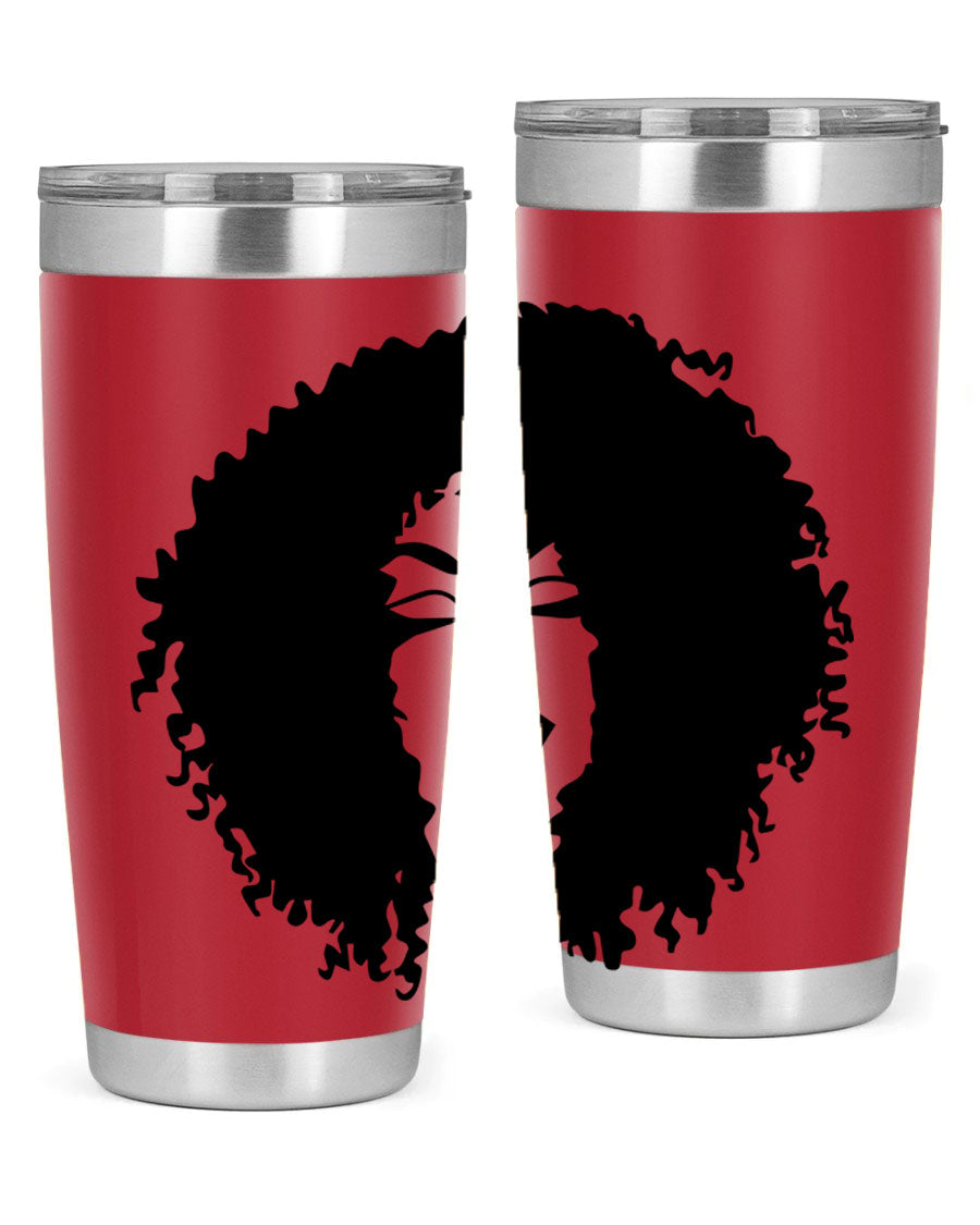 Black women - queen 38# tumbler showcasing a stylish design with double wall vacuum stainless steel and a vibrant print celebrating black culture.