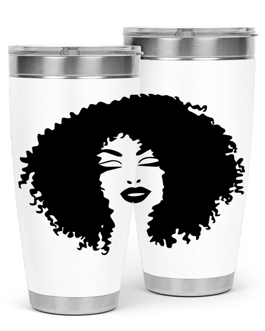 Black women - queen 38# tumbler showcasing a stylish design with double wall vacuum stainless steel and a vibrant print celebrating black culture.