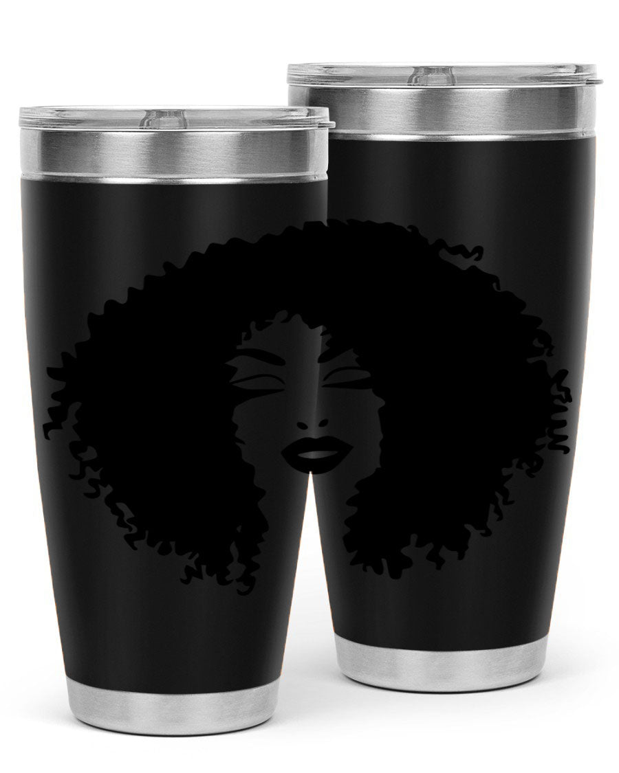 Black women - queen 38# tumbler showcasing a stylish design with double wall vacuum stainless steel and a vibrant print celebrating black culture.